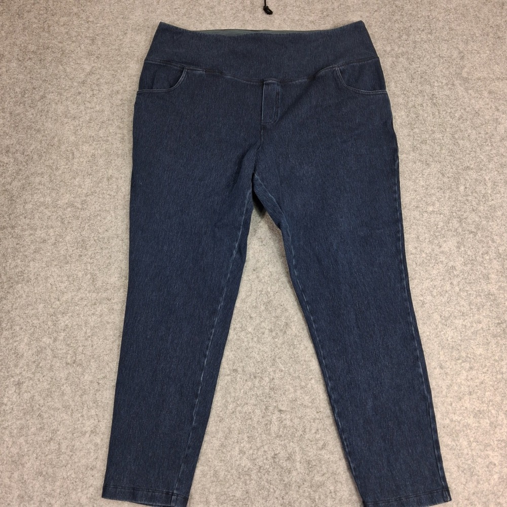 Women with Control Leggings Womens 1X Blue Denim Pull On Stretch Pants